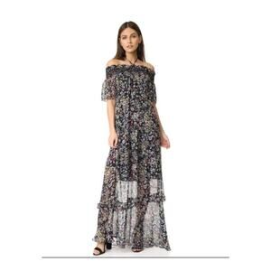 Rebecca Minkoff Lima Floral Halter Off Shoulder Maxi Dress Romantic Size 4